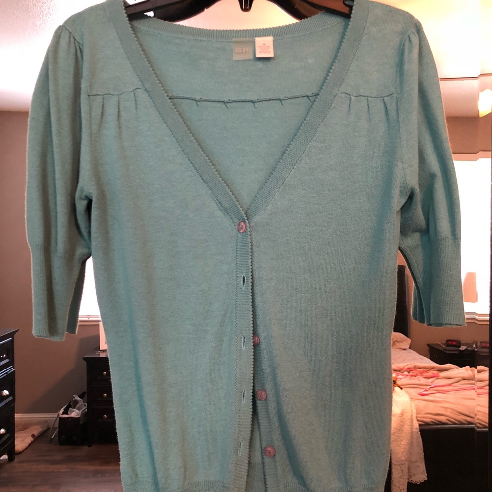 Teal button up sweater